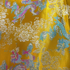 Chinese Dragon Brocade Fabric BTY - BRIGHT GOLD