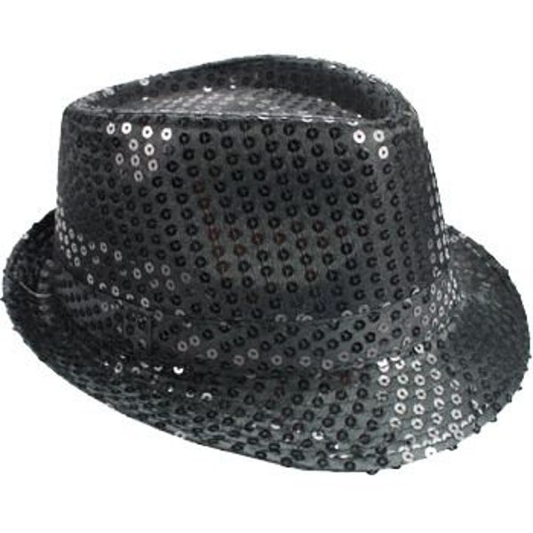 Sequin Sparkly Unisex Fedora Hat BLACK Mardi Gras Hat