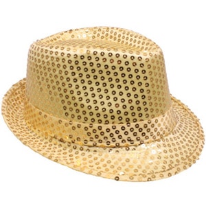 Sequin Unisex Fedora Hat GOLD Mardi Gras