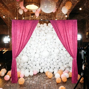 10 feet x 10 feet Panne Velvet Event Backdrop Drapes Curtains Panels Rod Pocket - FUCHSIA