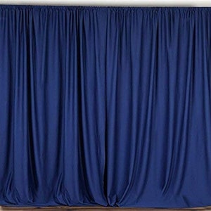 2 PCS 10 feet x 10 feet Polyester Backdrop Drapes Curtains Panels with Rod Pockets - Wedding Party Home Window Decorations - NAVY BLUE