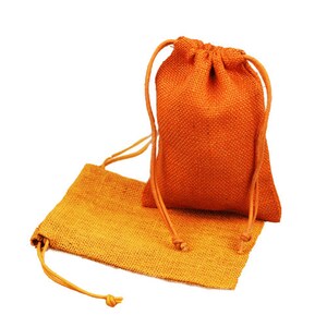 ORANGE 5&quot; x 7&quot; Burlap Jute Party, Favor, Gift, Jewelry Bags/Pouches - Pack of 12 pcs