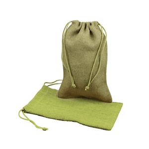 MOSS GREEN 6&quot; x 10&quot; Burlap Jute Party, Favor, Gift, Jewelry Bags/Pouches - Pack of 12 pcs