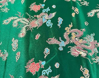 Chinese Dragon Brocade Fabric BTY - GREEN