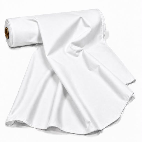 WHITE 60" Wide Premium Cotton Blend Broadcloth Fabric by The Yard