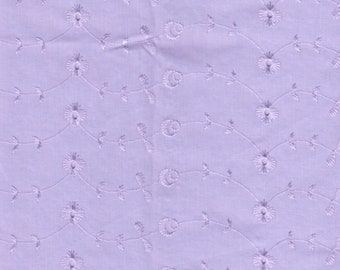 LILAC/LAVENDER - 60" Wide Poly Cotton Broadcloth All Over Embroidery Eyelet Fabric by the yard