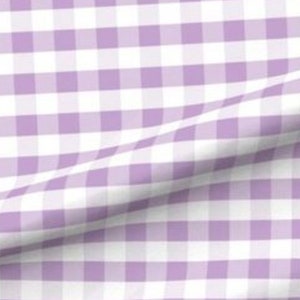 Lavender and White 1" Checkered Gingham PolyPoplin Fabric by the Yard