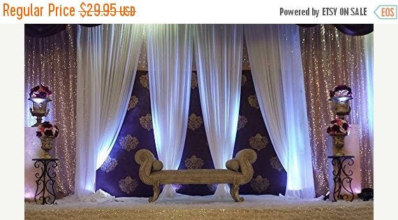 115 X 86 White Chiffon Drapes Panels For Event Etsy