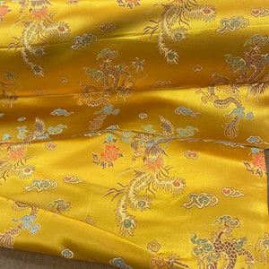Chinese Dragon Brocade Fabric BTY - GOLD