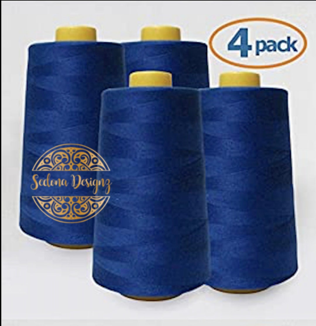 4 PACK of 6000 Yard (each) Spools ROYAL BLUE Sewing Thread All Purpose ...