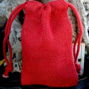 RED 3&quot; x 5&quot; Burlap Jute Party, Favor, Gift, Jewelry Bags/Pouches - Pack of 12 pcs