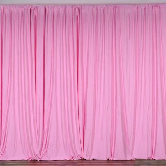 2 Stück 3 Meter x 2,50 Meter Polyester Hintergrund Drapiert Vorhänge Panels mit Stab Taschen - Hochzeit Zeremonie Party Haus Fensterdekoration - PINK