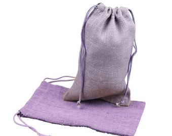 LAVENDER 6" x 10" Burlap Jute Party, Favor, Gift, Jewelry Bags/Pouches - Pack of 12 pcs