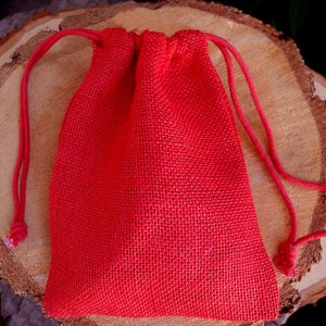 RED 5&quot; x 7&quot; Burlap Jute Party, Favor, Gift, Jewelry Bags/Pouches - Pack of 12 pcs
