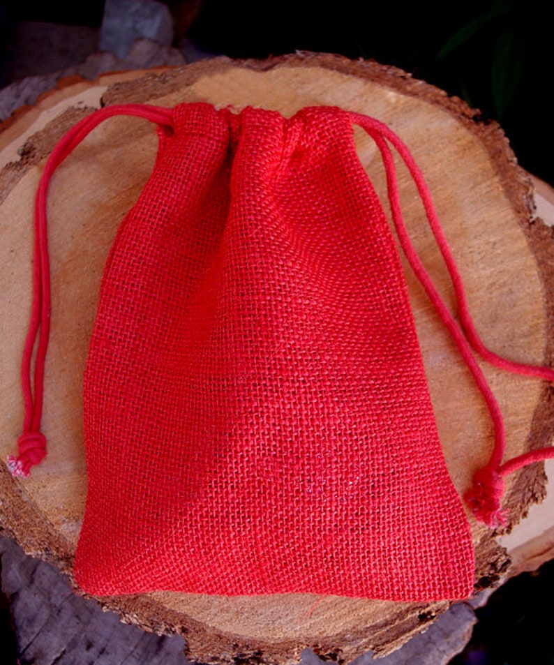RED 5 x 7 Burlap Jute Party, Favor, Gift, Jewelry Bags/Pouches Pack of 12 pcs image 1