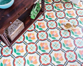 Blossom Removable Peel and Stick Temporary Decorative Vinyl Floor Decal Stickers Tile