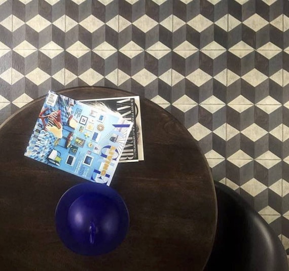 Tumbling Blocks Removable Peel and Stick Temporary Decorative Vinyl Floor Decal Stickers Tile