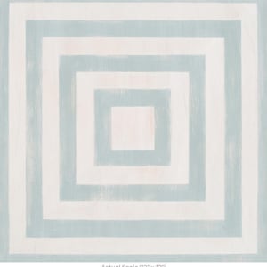 May include: A square-shaped abstract art print with a concentric pattern of light blue and white squares. The print has a distressed, hand-painted look. The text "Actual Scale (12" x 12")" is printed at the bottom of the print.
