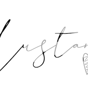 May include: The word "Mustangs" is written in a cursive script, with the "M" and "s" in black and the rest in gray. A gray heart is drawn below the "s". The background is white.