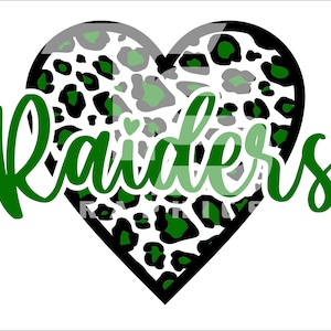 Raiders 77 Animal Print Heart SVG PNG Sublimation Graphic Pick your Team Colors