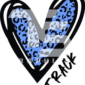 Track 80 Tierdruck Herz SVG PNG Sublimationsgrafik Wählen Sie Ihre Teamfarben
