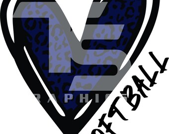 Softball 80 Animal Print Heart SVG  PNG Sublimation Graphic Pick your Team Colors