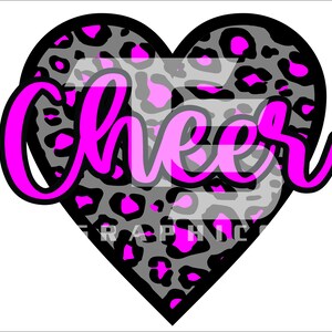 Cheer 77 Animal Print Heart SVG PNG Sublimation Graphic Pick your Team Colors