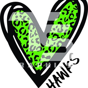 Hawks 80 Animal Print Heart SVG PNG Sublimation Graphic Pick your Team Colors