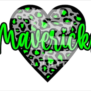 Mavericks 77 Animal Print Heart SVG PNG Sublimation Graphic Pick your Team Colors