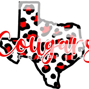 Cougars 76 Texas Animal Print SVG PNG Sublimation Graphic Pick your Team Colors