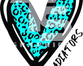 Gladiators 80 dierenprint hart SVG png sublimatieafbeelding Kies de kleuren van je team