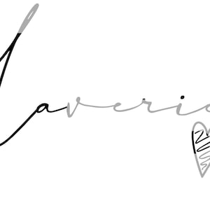 May include: Handwritten signature with the word "Maverick" in black ink and a gray heart with a swirl design.