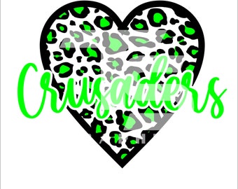 Crusaders 77 Animal Print Heart SVG PNG Sublimation Graphic Pick your Team Colors