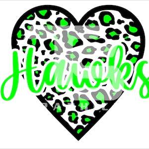 Hawks 77 Animal Print Heart SVG PNG Sublimation Graphic Pick your Team Colors