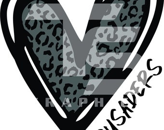 Crusaders 80 Animal Print Heart SVG  PNG Sublimation Graphic Pick your Team Colors