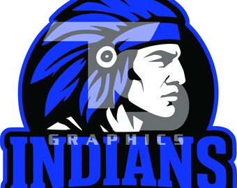 Indians 97 Mascot Graphic SVG PNG Sublimation Pick your Team Colors