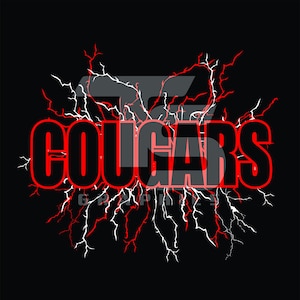 Cougars 85 SVG PNG Sublimation Lightning Graphic Pick your Team Colors
