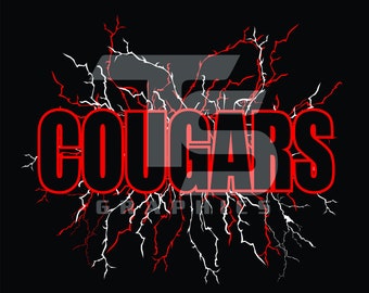 Cougars 85 SVG PNG Sublimation Lightning Graphic Pick your Team Colors