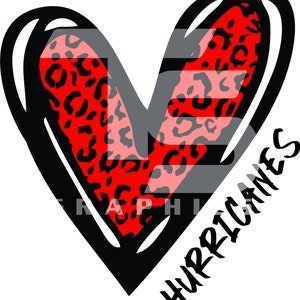 Hurricanes 80 Animal Print Heart SVG  PNG Sublimation Graphic Pick your Team Colors