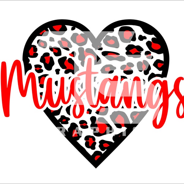 Mustangs 77 Animal Print Heart SVG Graphic