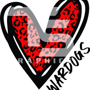 Wardogs 80 Animal Print Heart SVG  PNG Sublimation Graphic Pick your Team Colors