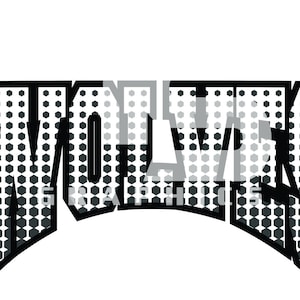May include: Black and white graphic design of the word "WOLVES" with a honeycomb pattern.
