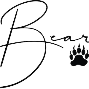 May include: Black and white illustration of the word "Bears" with a stylized bear paw print in the center.