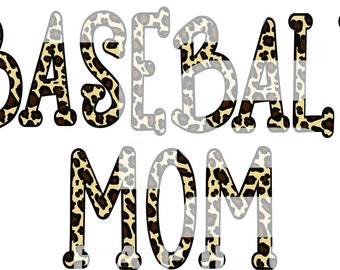 Baseball Mom 87 Animal Print PNG Grafika do sublimacji, DTG, DTF