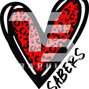 Sabers 80 Animal Print Heart SVG  PNG Sublimation Graphic Pick your Team Colors