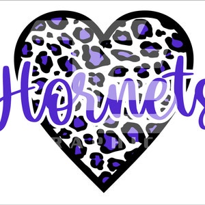 Hornets 77 Animal Print Heart SVG PNG Sublimation Graphic Pick your Team Colors