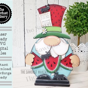 Watermelon Gnome SVG File  | Laser Cut File | Standing Watermelon Gnome SVG File | Gnome | Gnome Shelf Sitter | Summer Gnome | Ants