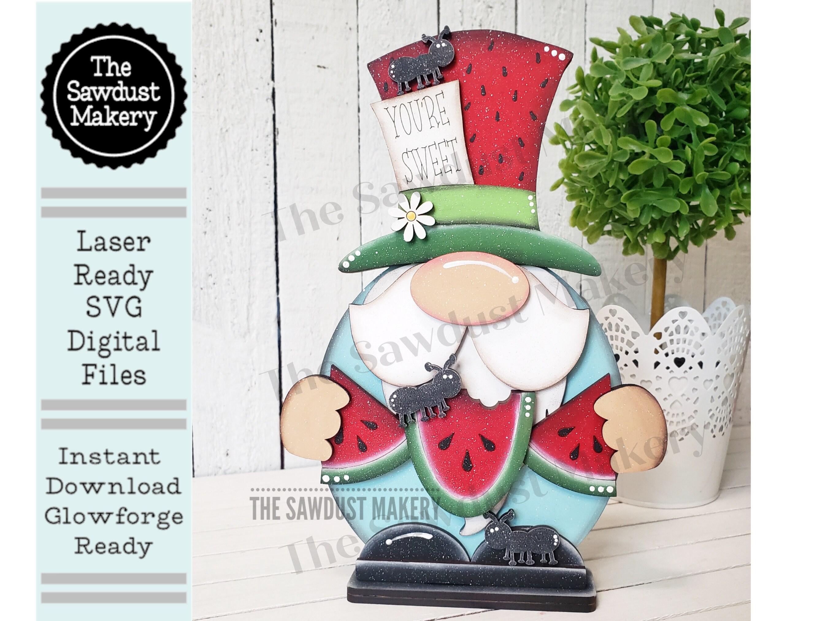 Watermelon Gnome SVG File | Laser Cut File | Standing Watermelon Gnome ...
