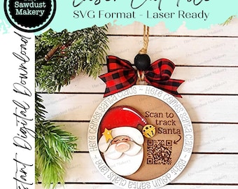 Santa Tracker Christmas Ornament SVG File | Laser Cut File | Santa Christmas Ornament SVG | Ornament SVG | Santa Claus Laser Svg