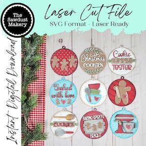 Julbakningsdekorationspaket SVG-fil | Laserskuren fil | Julgransprydnader | Ornament SVG | Pepparkaksjulprydnader SVG